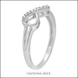 0.05 Carat (ctw) Sterling Silver Round White Diamond Ladies Promise Two Double Heart Infinity Love Engagement Ring