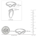 0.05 Carat (ctw) Sterling Silver Round White Diamond Ladies Promise Two Double Heart Infinity Love Engagement Ring