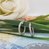 0.44 Carat (ctw) Sterling Silver Round White Diamond Ladies Micro Pave Hoop Earrings