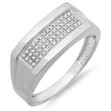 0.11 Carat (ctw) Sterling Silver Round White Diamond Men's Micro Pave Hip Hop Wedding Band