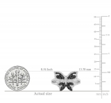0.24 Carat (ctw) Sterling Silver Round Black & White Diamond Butterfly Cocktail Right Hand Ring 1/4 CT
