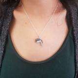 0.12 Carat (ctw) Sterling Silver White & Black Diamond Ladies Double Dolphin Pendant