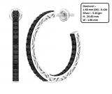 0.12 Carat (ctw) Sterling Silver Round Black Diamond Fine In And Out Hoop Earrings