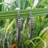 0.12 Carat (ctw) Sterling Silver Round Black Diamond Fine In And Out Hoop Earrings