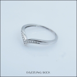 0.10 Carat (ctw) 10K White Gold White Round Real Diamond Wedding Stackable Band Anniversary Guard Chevron Ring 1/10 CT