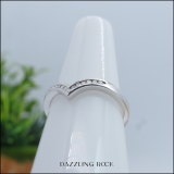 0.10 Carat (ctw) 10K White Gold White Round Real Diamond Wedding Stackable Band Anniversary Guard Chevron Ring 1/10 CT
