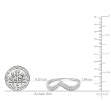 0.10 Carat (ctw) 10K White Gold White Round Real Diamond Wedding Stackable Band Anniversary Guard Chevron Ring 1/10 CT