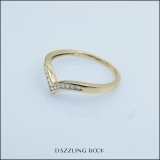 0.10 Carat (ctw) 14K Yellow Gold White Round Real Diamond Wedding Stackable Band Anniversary Guard Chevron Ring 1/10 CT