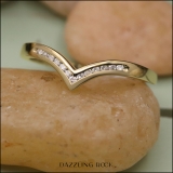 0.10 Carat (ctw) 14K Yellow Gold White Round Real Diamond Wedding Stackable Band Anniversary Guard Chevron Ring 1/10 CT