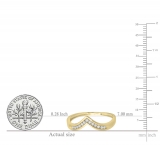 0.10 Carat (ctw) 14K Yellow Gold White Round Real Diamond Wedding Stackable Band Anniversary Guard Chevron Ring 1/10 CT