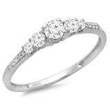 0.40 Carat (ctw) 14K White Gold Round Cut Diamond Ladies Bridal 5 Stone Engagement Ring