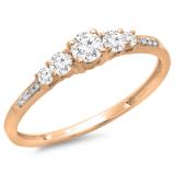 0.40 Carat (ctw) 18K Rose Gold Round Cut Diamond Ladies Bridal 5 Stone Engagement Ring