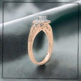 0.40 Carat (ctw) 10K Rose Gold Round Cut Diamond Ladies Bridal Vintage Halo Style Engagement Ring