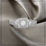 0.40 Carat (ctw) 10K White Gold Round Cut Diamond Ladies Bridal Vintage Halo Style Engagement Ring