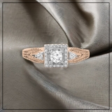 0.40 Carat (ctw) 14K Rose Gold Round Cut Diamond Ladies Bridal Vintage Halo Style Engagement Ring