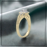 0.40 Carat (ctw) 14K Yellow Gold Round Cut Diamond Ladies Bridal Vintage Halo Style Engagement Ring