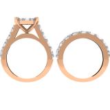 3.40 Carat (ctw) 10K Rose Gold Round Cut Diamond Ladies Cluster Bridal Engagement Ring With Matching Band Set