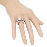 3.40 Carat (ctw) 10K Rose Gold Round Cut Diamond Ladies Cluster Bridal Engagement Ring With Matching Band Set