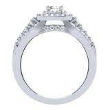 1.00 Carat (ctw) 14K White Gold Round Cut Diamond Ladies Vintage Style Bridal Halo Engagement Ring 1 CT