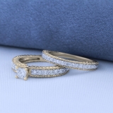 1.10 Carat (ctw) 10K Yellow Gold Princess & Round Cut Diamond Ladies Vintage Bridal Engagement Ring With Matching Band Set 1 CT