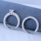 1.10 Carat (ctw) 14K White Gold Princess & Round Cut Diamond Ladies Vintage Bridal Engagement Ring With Matching Band Set 1 CT