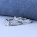 1.10 Carat (ctw) 14K White Gold Princess & Round Cut Diamond Ladies Vintage Bridal Engagement Ring With Matching Band Set 1 CT