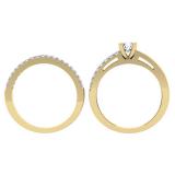 0.75 Carat (ctw) 10K Yellow Gold Round Cut Diamond Ladies Bridal Engagement Ring With Matching Band Set 3/4 CT