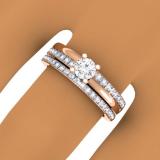 0.75 Carat (ctw) 14K Rose Gold Round Cut Diamond Ladies Bridal Engagement Ring With Matching Band Set 3/4 CT