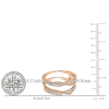 0.33 Carat (ctw) 10K Rose Gold Round Diamond Ladies Anniversary Wedding Band Enhancer Guard Double Ring 1/3 CT