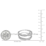 0.33 Carat (ctw) 10K White Gold Round Diamond Ladies Anniversary Wedding Band Enhancer Guard Double Ring 1/3 CT