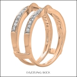 0.33 Carat (ctw) 14K Rose Gold Round Diamond Ladies Anniversary Wedding Band Enhancer Guard Double Ring 1/3 CT