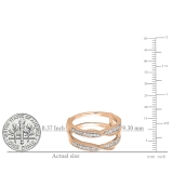 0.33 Carat (ctw) 14K Rose Gold Round Diamond Ladies Anniversary Wedding Band Enhancer Guard Double Ring 1/3 CT