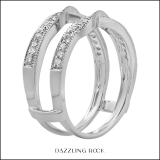 0.33 Carat (ctw) 14K White Gold Round Diamond Ladies Anniversary Wedding Band Enhancer Guard Double Ring 1/3 CT
