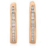 0.25 Carat (ctw) 14K Rose Gold Round Cut Diamond Ladies Hoop Earrings 1/4 CT