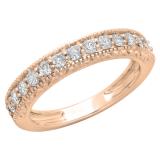 0.55 Carat (ctw) 10K Rose Gold Round Cut Diamond Ladies Milgrain Anniversary Wedding Stackable Band 1/2 CT