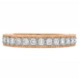 0.55 Carat (ctw) 10K Rose Gold Round Cut Diamond Ladies Milgrain Anniversary Wedding Stackable Band 1/2 CT