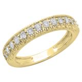 0.55 Carat (ctw) 10K Yellow Gold Round Cut Diamond Ladies Milgrain Anniversary Wedding Stackable Band 1/2 CT