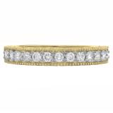 0.55 Carat (ctw) 10K Yellow Gold Round Cut Diamond Ladies Milgrain Anniversary Wedding Stackable Band 1/2 CT