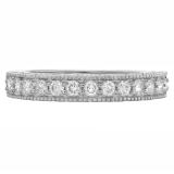 0.55 Carat (ctw) 14K White Gold Round Cut Diamond Ladies Milgrain Anniversary Wedding Stackable Band 1/2 CT
