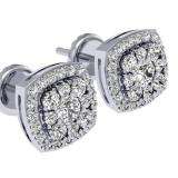 0.50 Carat (ctw) 10K White Gold Real Round Cut White Diamond Ladies Cluster Stud Earrings 1/2 CT