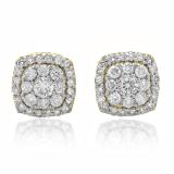0.50 Carat (ctw) 14K Yellow Gold Real Round Cut White Diamond Ladies Cluster Stud Earrings 1/2 CT
