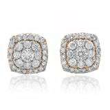 0.50 Carat (ctw) 18K Rose Gold Real Round Cut White Diamond Ladies Cluster Stud Earrings 1/2 CT