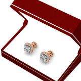 0.50 Carat (ctw) 18K Rose Gold Real Round Cut White Diamond Ladies Cluster Stud Earrings 1/2 CT