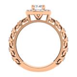 0.80 Carat (ctw) 14K Rose Gold Round Cut Diamond Ladies Bridal Vintage Halo Style Engagement Ring 3/4 CT
