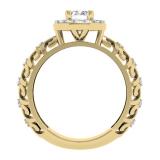 0.80 Carat (ctw) 14K Yellow Gold Round Cut Diamond Ladies Bridal Vintage Halo Style Engagement Ring 3/4 CT