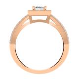 0.80 Carat (ctw) 10K Rose Gold Princess & Round Cut Diamond Ladies Split Shank Bridal Halo Engagement Ring 3/4 CT