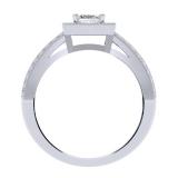0.80 Carat (ctw) 18K White Gold Princess & Round Cut Diamond Ladies Split Shank Bridal Halo Engagement Ring 3/4 CT