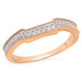0.25 Carat (Ctw) 10K Rose Gold Round White Diamond Ladies Anniversary Wedding Stackable Band Guard Ring 1/4 CT