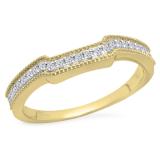 0.25 Carat (Ctw) 10K Yellow Gold Round White Diamond Ladies Anniversary Wedding Stackable Band Guard Ring 1/4 CT
