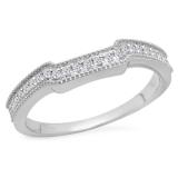 0.25 Carat (Ctw) 14K White Gold Round White Diamond Ladies Anniversary Wedding Stackable Band Guard Ring 1/4 CT